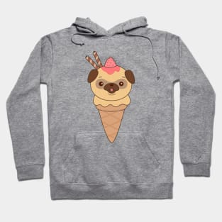 Kawaii Cute Pug Ice Cream Cone T-Shirt Hoodie